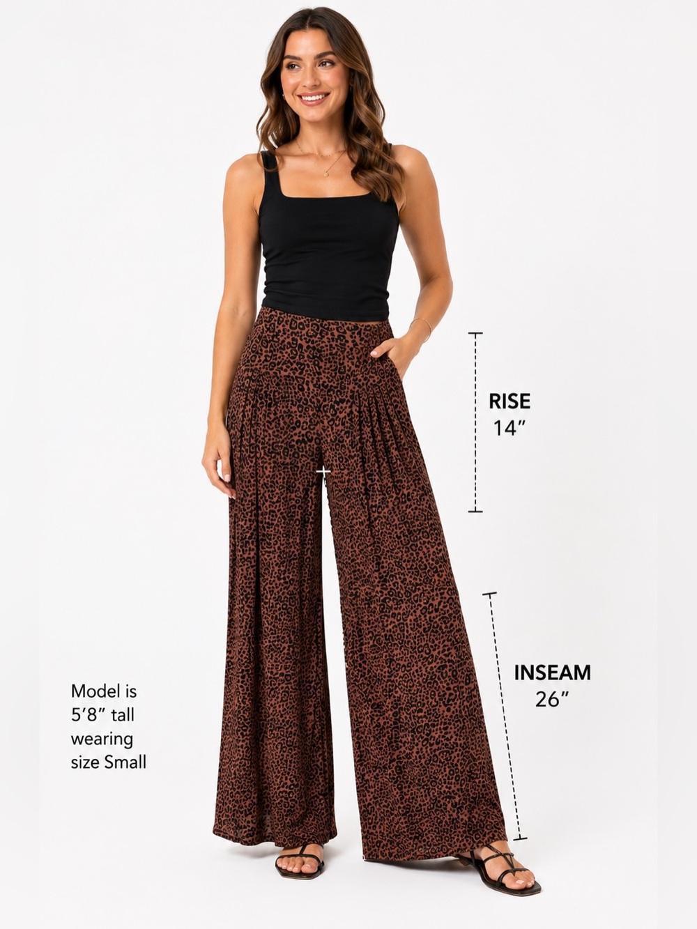 Blue Rain Pants Womens Small Leopard Print Wide Leg Palazzo Pull On Animal